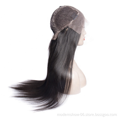 Modern Show cuticle aligned hair  straight natural color indian human hair lace front wigs